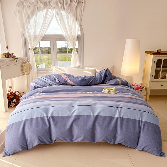 91家纺网 家纺一手货源 找家纺 家贝爱 2024新款纯棉加厚生态磨毛四件套三色花