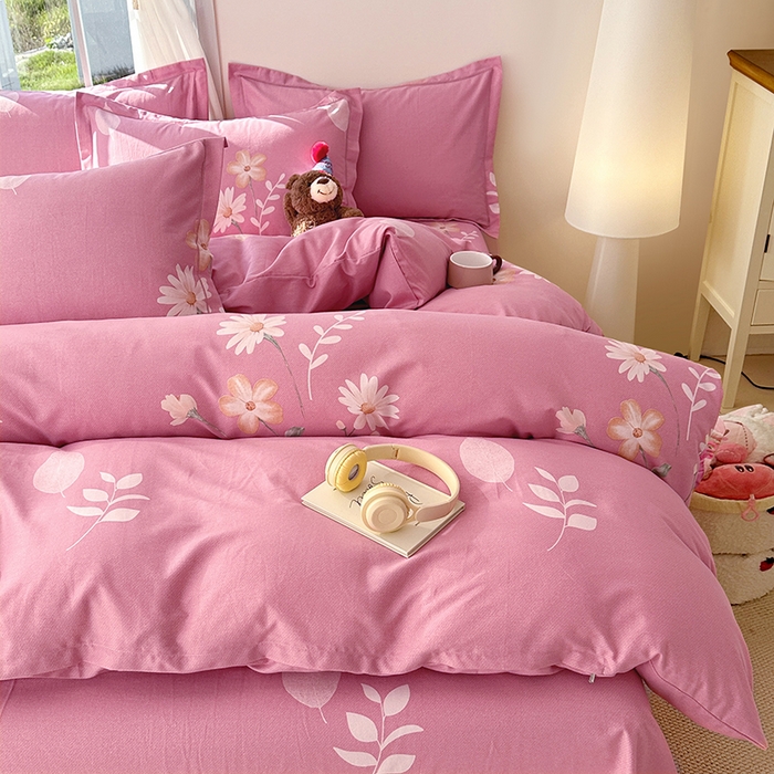 91家纺网 家纺一手货源 找家纺 家贝爱 2024新款纯棉加厚生态磨毛四件套洋洋花恋