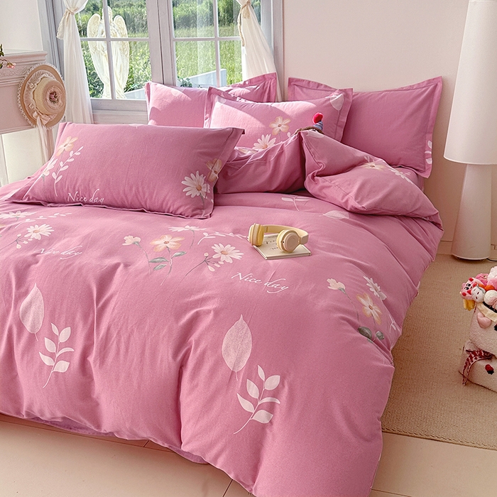 91家纺网 家纺一手货源 找家纺 家贝爱 2024新款纯棉加厚生态磨毛四件套洋洋花恋