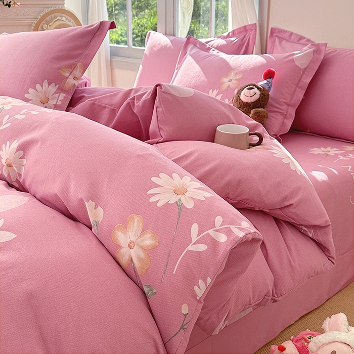 91家纺网 家纺一手货源 找家纺 家贝爱 2024新款纯棉加厚生态磨毛四件套洋洋花恋