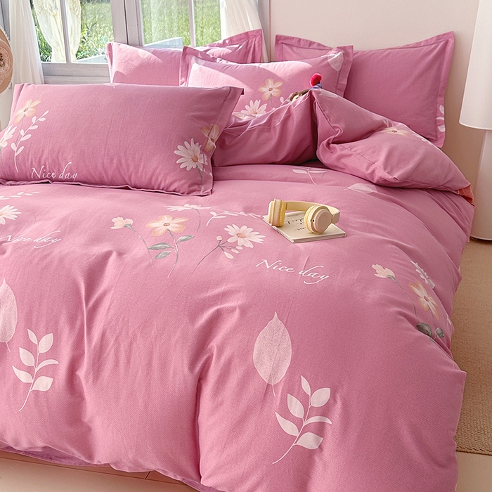 91家纺网 家纺一手货源 找家纺 家贝爱 2024新款纯棉加厚生态磨毛四件套洋洋花恋