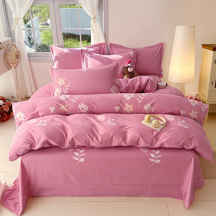 91家纺网 家纺一手货源 找家纺 家贝爱 2024新款纯棉加厚生态磨毛四件套洋洋花恋