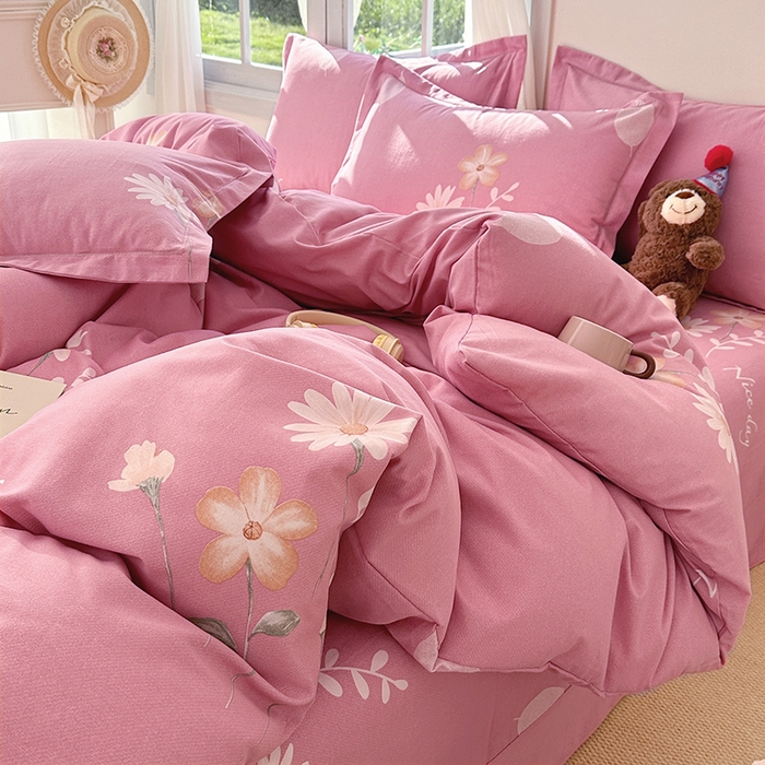 91家纺网 家纺一手货源 找家纺 家贝爱 2024新款纯棉加厚生态磨毛四件套洋洋花恋