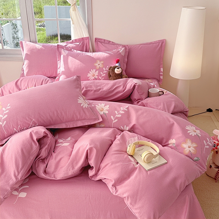 91家纺网 家纺一手货源 找家纺 家贝爱 2024新款纯棉加厚生态磨毛四件套洋洋花恋