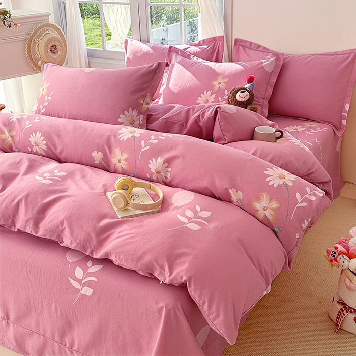 91家纺网 家纺一手货源 找家纺 家贝爱 2024新款纯棉加厚生态磨毛四件套洋洋花恋