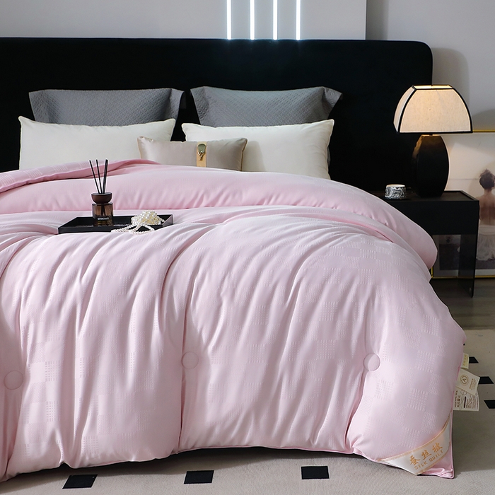 91家纺网 家纺一手货源 找家纺 锦绣家纺 2025新款蚕丝被 粉色