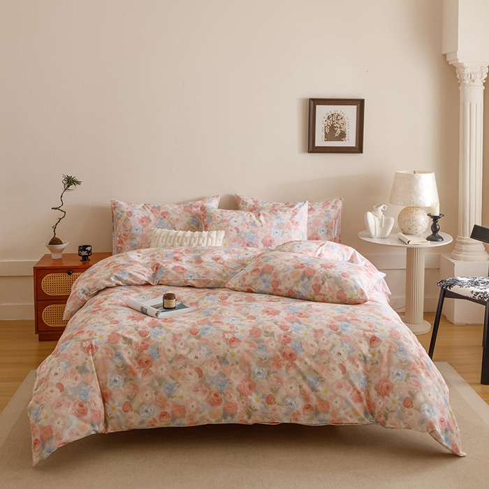 91家纺网 家纺一手货源 找家纺 爱思佳 2025新款加厚全棉磨毛单品套件系列-四件套 甜梦茶语