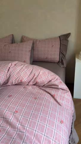 91家纺网 家纺一手货源 找家纺 春光里 2025新款高克重亚麻皱皱纱四件套 落日玫瑰