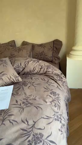 91家纺网 家纺一手货源 找家纺 春光里 2025新款高克重亚麻皱皱纱四件套 知秋