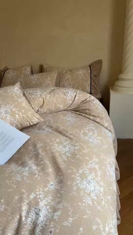 91家纺网 家纺一手货源 找家纺 （总）春光里 2025新款高克重亚麻皱皱纱四件套