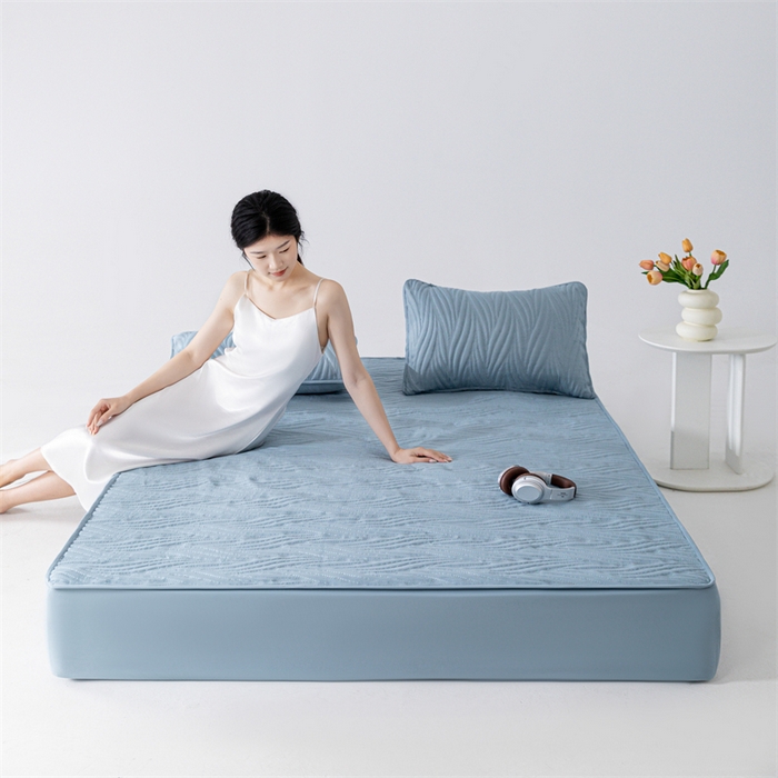 91家纺网 家纺一手货源 找家纺 北极情 2025新款A类原棉大豆夹棉床笠 宾利蓝