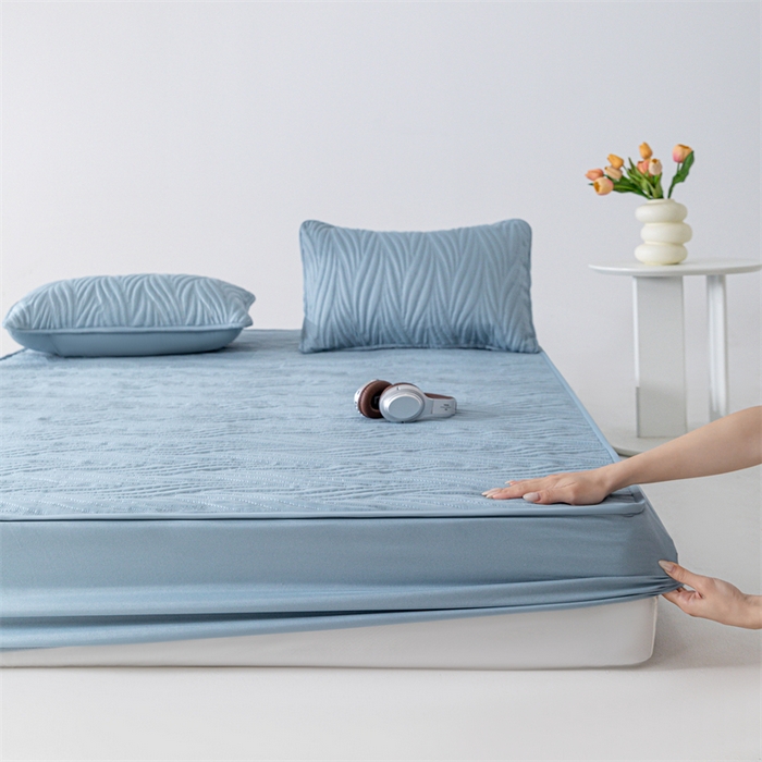 91家纺网 家纺一手货源 找家纺 北极情 2025新款A类原棉大豆夹棉床笠 宾利蓝