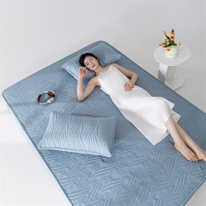 91家纺网 家纺一手货源 找家纺 北极情 2025新款A类原棉大豆夹棉床笠 宾利蓝