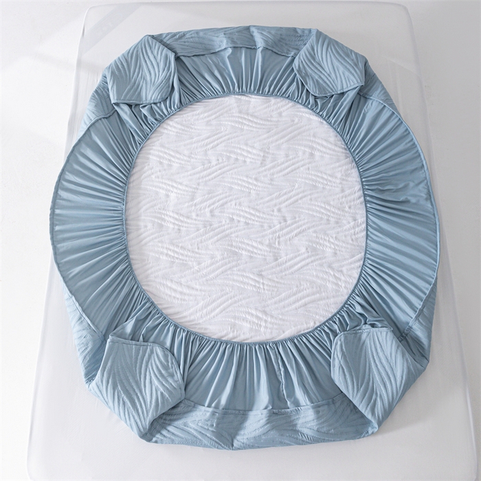 91家纺网 家纺一手货源 找家纺 北极情 2025新款A类原棉大豆夹棉床笠 宾利蓝