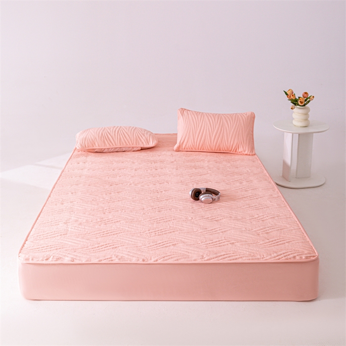 91家纺网 家纺一手货源 找家纺 北极情 2025新款A类原棉大豆夹棉床笠 粉玉