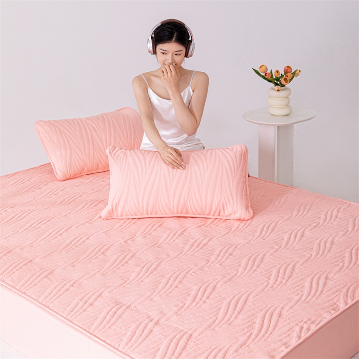 91家纺网 家纺一手货源 找家纺 北极情 2025新款A类原棉大豆夹棉床笠 粉玉