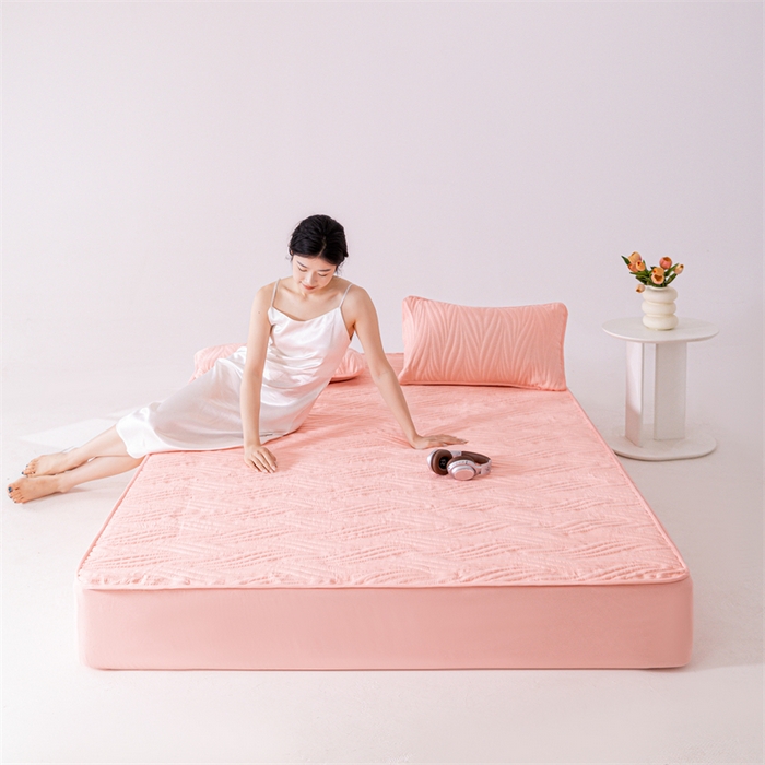 北极情 2025新款A类原棉大豆夹棉床笠 粉玉