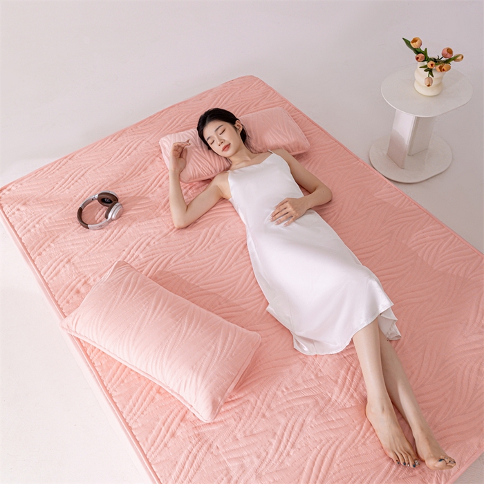 91家纺网 家纺一手货源 找家纺 北极情 2025新款A类原棉大豆夹棉床笠 粉玉