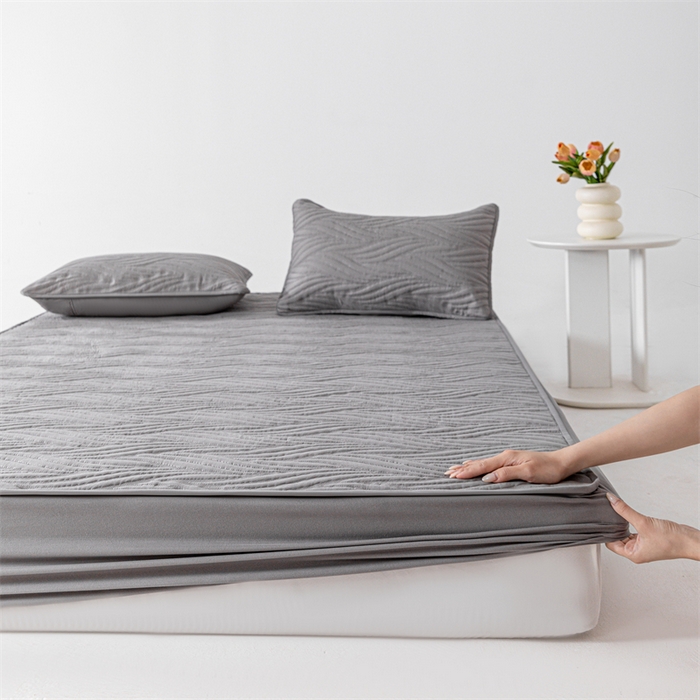 91家纺网 家纺一手货源 找家纺 北极情 2025新款A类原棉大豆夹棉床笠 高级灰