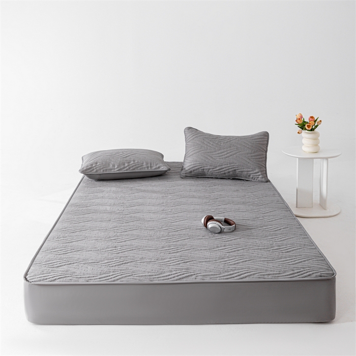 91家纺网 家纺一手货源 找家纺 北极情 2025新款A类原棉大豆夹棉床笠 高级灰