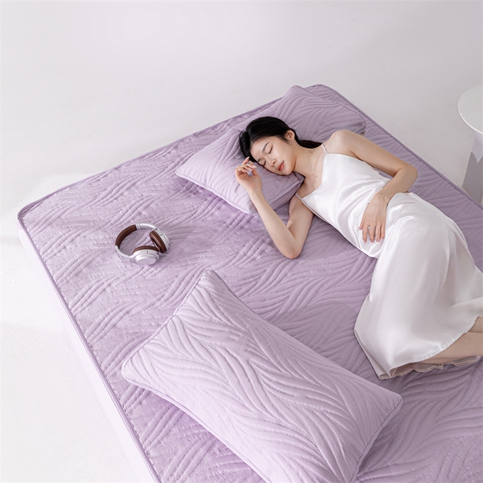 91家纺网 家纺一手货源 找家纺 北极情 2025新款A类原棉大豆夹棉床笠 玫瑰紫