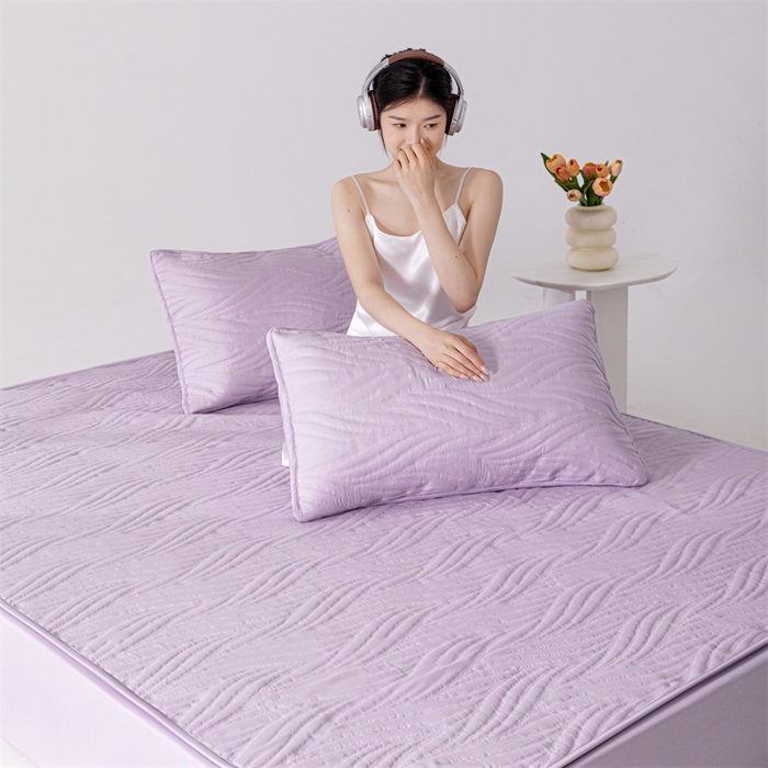 91家纺网 家纺一手货源 找家纺 北极情 2025新款A类原棉大豆夹棉床笠 玫瑰紫