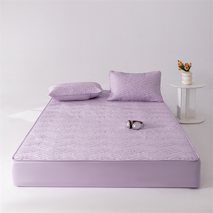 91家纺网 家纺一手货源 找家纺 北极情 2025新款A类原棉大豆夹棉床笠 玫瑰紫