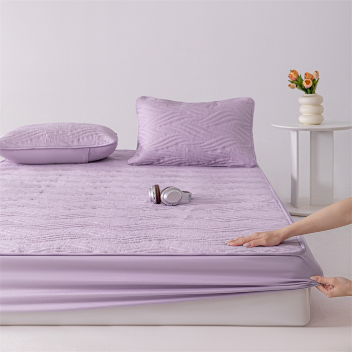 91家纺网 家纺一手货源 找家纺 北极情 2025新款A类原棉大豆夹棉床笠 玫瑰紫