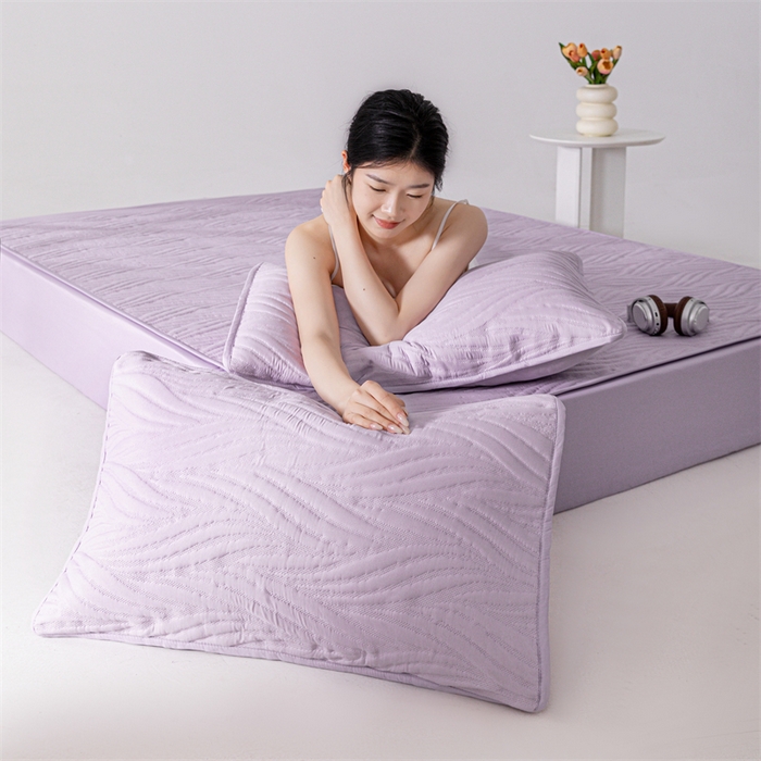 91家纺网 家纺一手货源 找家纺 北极情 2025新款A类原棉大豆夹棉床笠 玫瑰紫