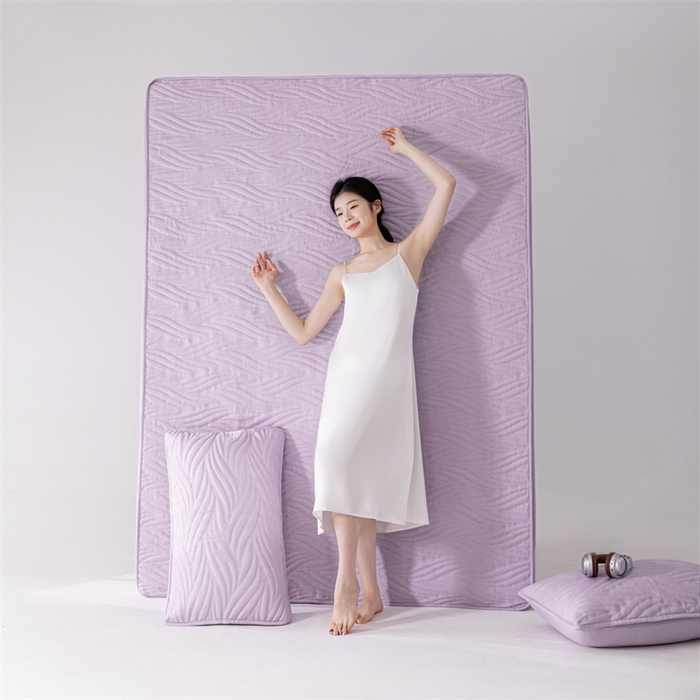 91家纺网 家纺一手货源 找家纺 北极情 2025新款A类原棉大豆夹棉床笠 玫瑰紫