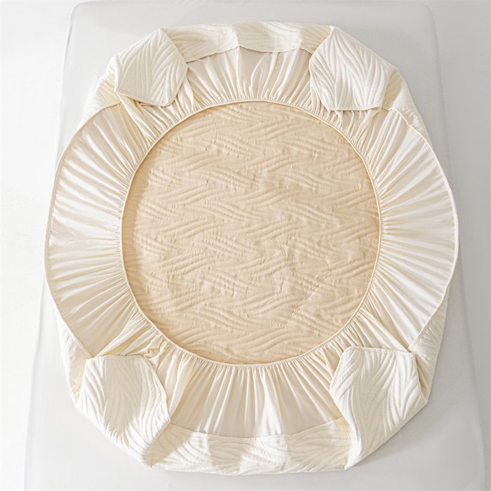 91家纺网 家纺一手货源 找家纺 北极情 2025新款A类原棉大豆夹棉床笠 奶白