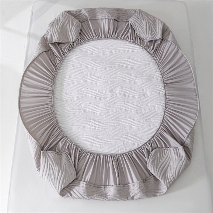 91家纺网 家纺一手货源 找家纺 北极情 2025新款A类原棉大豆夹棉床笠 浅灰