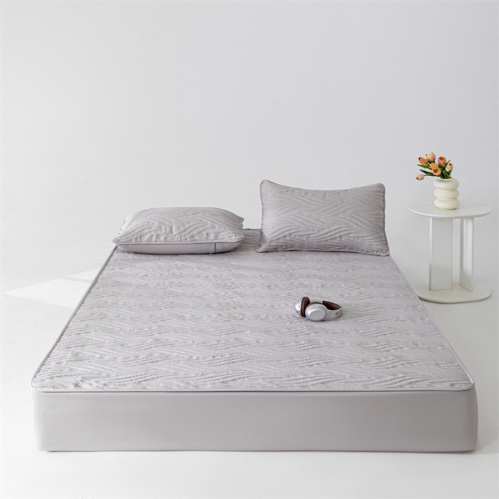 91家纺网 家纺一手货源 找家纺 北极情 2025新款A类原棉大豆夹棉床笠 浅灰