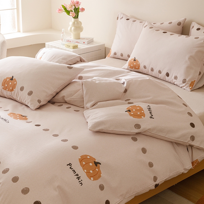 91家纺网 家纺一手货源 找家纺 爱思佳 2025新款加厚全棉磨毛单品套件系列-四件套 南瓜物语