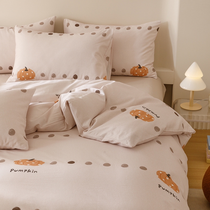 91家纺网 家纺一手货源 找家纺 爱思佳 2025新款加厚全棉磨毛单品套件系列-四件套 南瓜物语