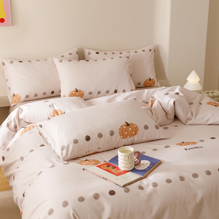 91家纺网 家纺一手货源 找家纺 爱思佳 2025新款加厚全棉磨毛单品套件系列-四件套 南瓜物语