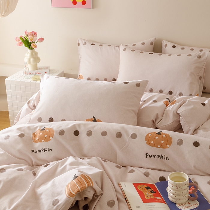 91家纺网 家纺一手货源 找家纺 爱思佳 2025新款加厚全棉磨毛单品套件系列-四件套 南瓜物语