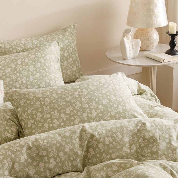 91家纺网 家纺一手货源 找家纺 爱思佳 2025新款加厚全棉磨毛单品套件系列-四件套 暖阳-绿