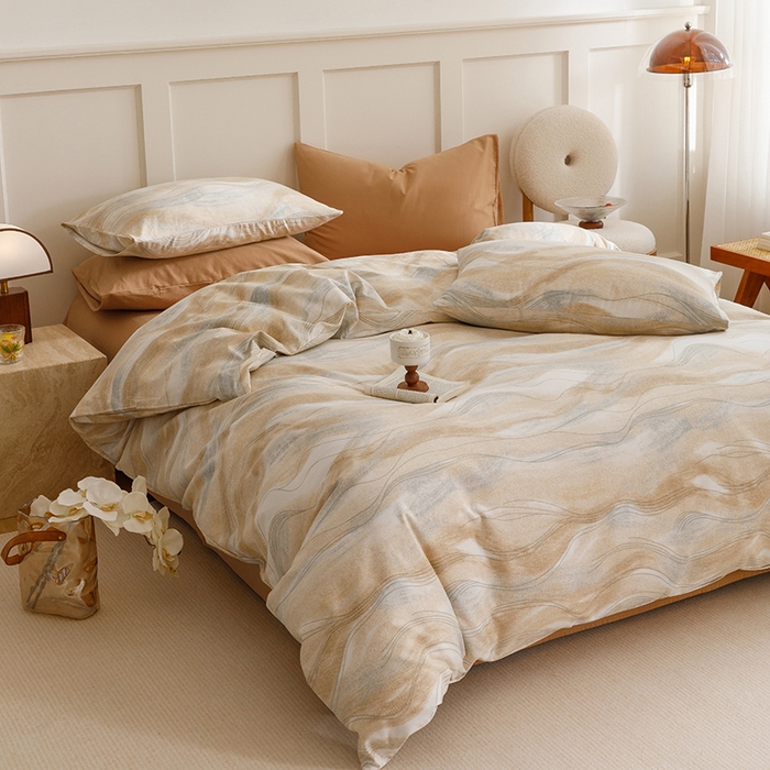 91家纺网 家纺一手货源 找家纺 爱思佳 2025新款加厚全棉磨毛单品套件系列-四件套 诺拉