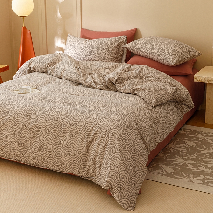 91家纺网 家纺一手货源 找家纺 爱思佳 2025新款加厚全棉磨毛单品套件系列-四件套 瑞秋