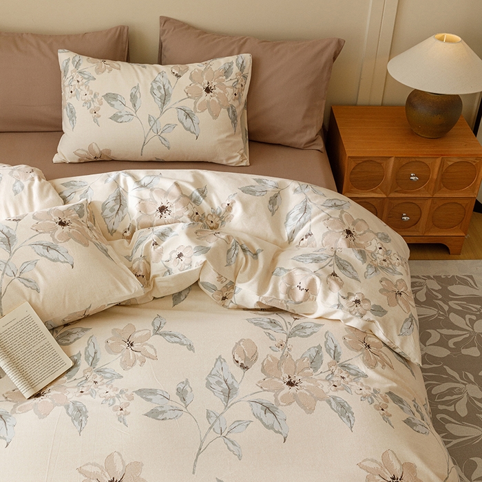 91家纺网 家纺一手货源 找家纺 爱思佳 2025新款加厚全棉磨毛单品套件系列-四件套 山竹月