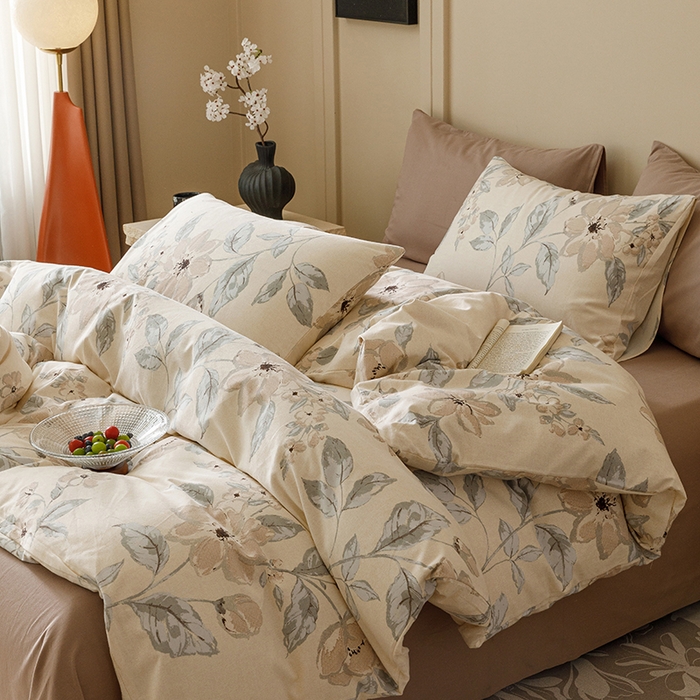 91家纺网 家纺一手货源 找家纺 爱思佳 2025新款加厚全棉磨毛单品套件系列-四件套 山竹月