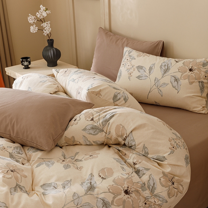 91家纺网 家纺一手货源 找家纺 爱思佳 2025新款加厚全棉磨毛单品套件系列-四件套 山竹月