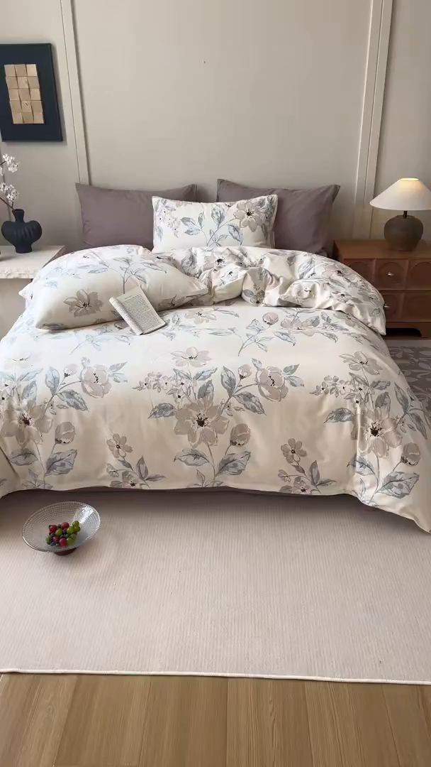 91家纺网 家纺一手货源 找家纺 爱思佳 2025新款加厚全棉磨毛单品套件系列-四件套 山竹月