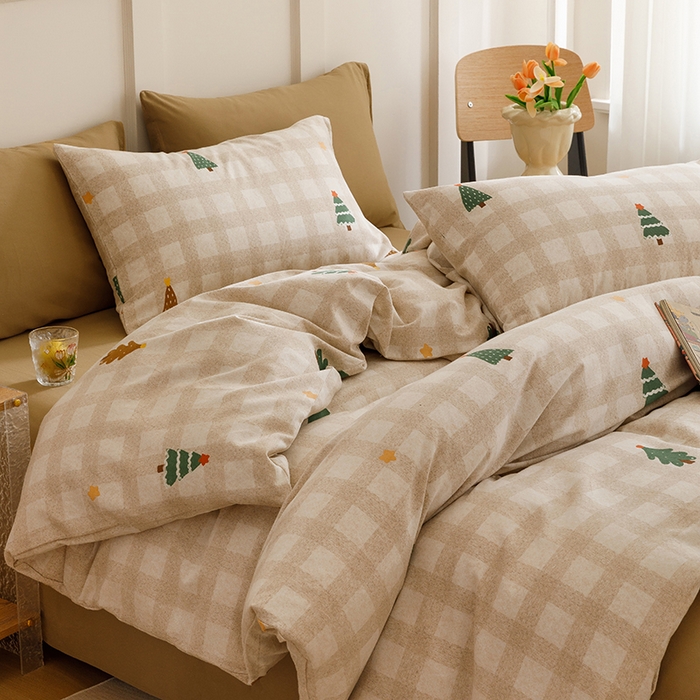 爱思佳 2025新款加厚全棉磨毛单品套件系列-四件套 圣诞序曲