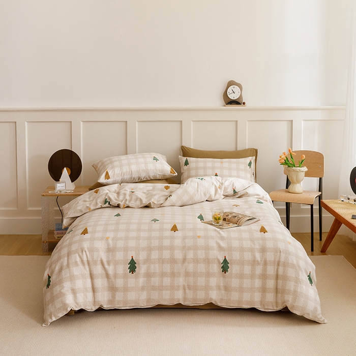 91家纺网 家纺一手货源 找家纺 爱思佳 2025新款加厚全棉磨毛单品套件系列-四件套 圣诞序曲