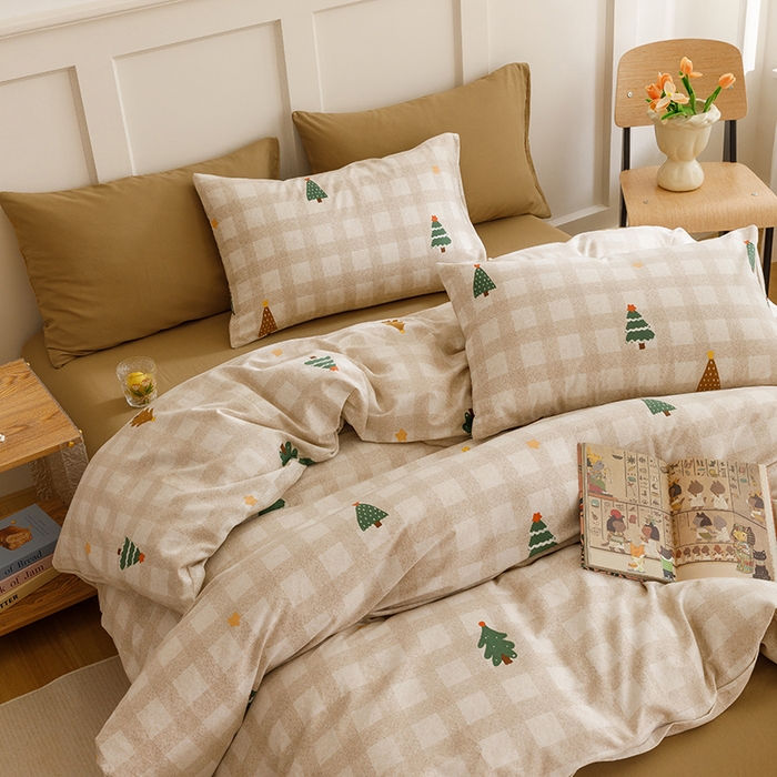 91家纺网 家纺一手货源 找家纺 爱思佳 2025新款加厚全棉磨毛单品套件系列-四件套 圣诞序曲