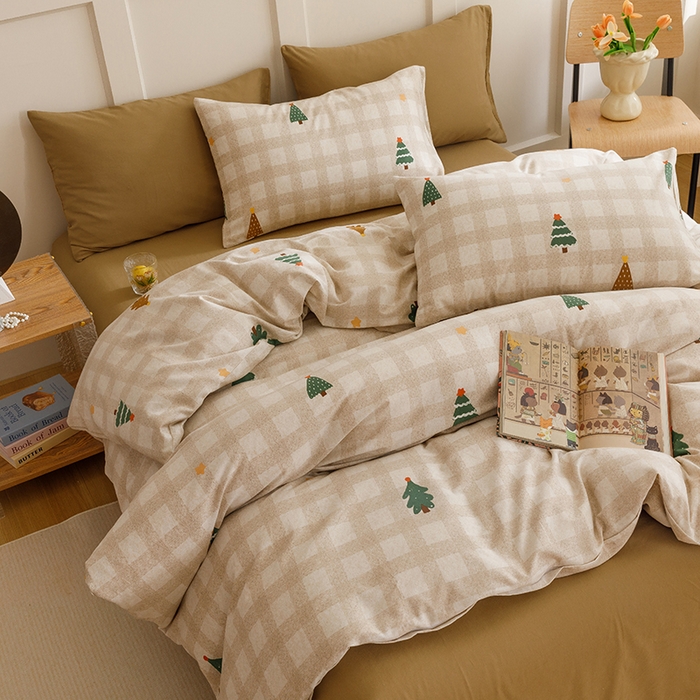 91家纺网 家纺一手货源 找家纺 爱思佳 2025新款加厚全棉磨毛单品套件系列-四件套 圣诞序曲