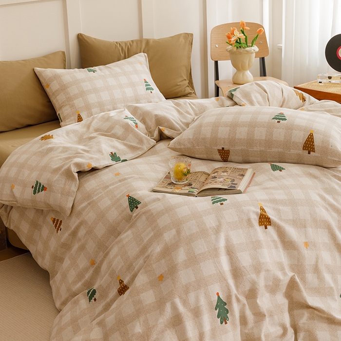 91家纺网 家纺一手货源 找家纺 爱思佳 2025新款加厚全棉磨毛单品套件系列-四件套 圣诞序曲