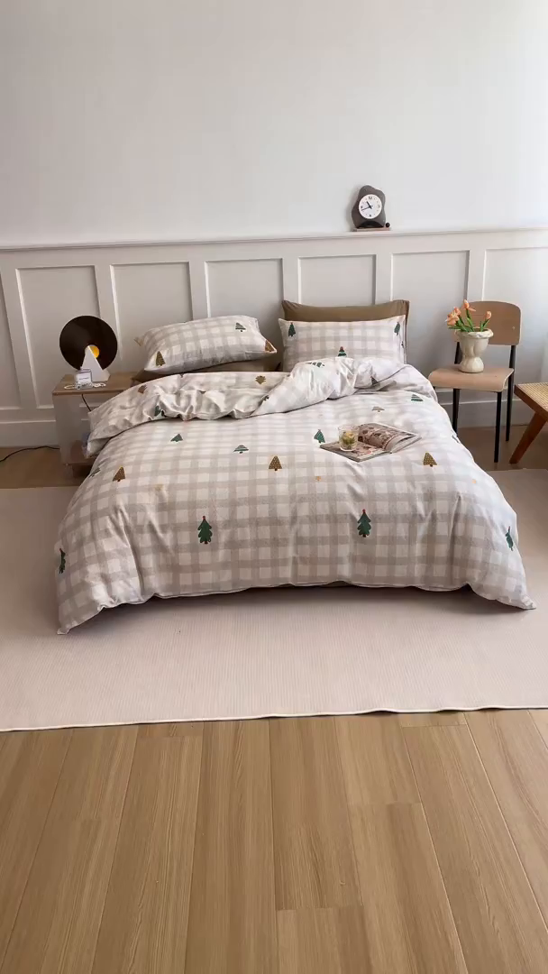 91家纺网 家纺一手货源 找家纺 爱思佳 2025新款加厚全棉磨毛单品套件系列-四件套 圣诞序曲